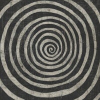 a black and white painting with a spiral on it